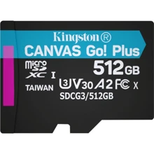 Карта пам'яті Kingston 512GB microSDXC class 10 UHS-I / U3 Canvas Go Plus (SDCG3 / 512GBSP): Тип карти MicroSDXC