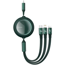 Кабель Baseus USB Cable to Lightning/microUSB/USB-C Bright Mirror Retractable 1.2m Green (CAMLC-AMJ06): Тип USB Cable - Lightning/microUSB/USB-C