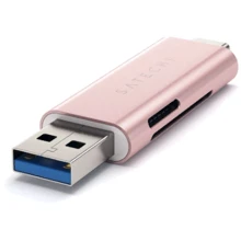 Адаптер Satechi Adapter USB/USB-C to micro SD+SD Rose Gold (ST-TCCRAR): Колір рожевий
