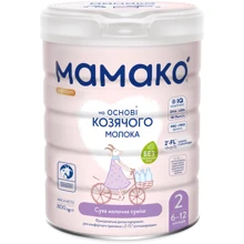 Дитяча Суміш Мамака 2 PREMIUM 6-12 міс, 800 г (4670017090477): Тип Суміші молочні