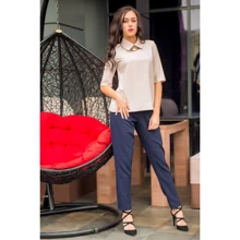 Блуза FLFashion Клементина БК 3303 42 бежевая с рукавом 3/4: Сезон Демисезон