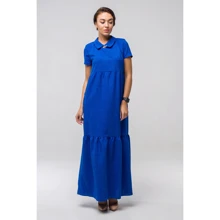 Платье FLFashion Кураж ППК 2184 50 синее повседневное длинное макси: Состав Лен