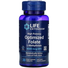 Life Extension High Potency Optimized Folate 8500 mcg Фолат оптимизированный 30 таблеток: Тип Витамин B