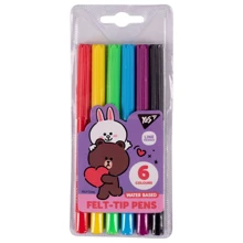 Фломастеры YES Line Friends 6 цветов (650541): Тип На водной основе