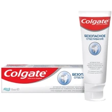 Colgate Зубная паста Безопасное отбеливание 75 мл: Назначение Ароматизация, Комплексная защита, От зубного налета, Отбеливание, Очищение, Свежесть дыхания