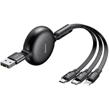 Кабель Baseus USB Cable to Lightning/microUSB/USB-C Little Octo pus Adjustable 1.2m Black (CAMLT-ZY01): Тип USB Cable - Lightning/microUSB/USB-C