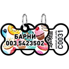 Адреснік WAUDOG Smart ID з QR-паспортом, малюнок "Пампушки", кістка, 38х25 мм, чорний (0638-0070-01-gr): Виробник WAUDOG