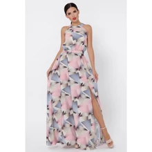 Сарафан FashionUp SRF-1628G 46 розовый повседневный длинный макси: Состав Полиэстер, Шелк, Эластан