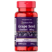 Puritans Pride Grape Seed Extract 60 mg with Resveratrol 30 mcg Экстракт виноградных косточек с ресвератролом 100 капсул: Вид Неферментные