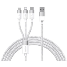 Кабель Baseus USB Cable to Lightning/microUSB/USB-C StarSpeed Fast Charging 3.5A 1.2m White (CAXS000002): Тип USB Cable - Lightning/microUSB/USB-C