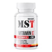 MST Vitamin C 500 + D3 2000 IU + Zink Витамин С + D3 + Цинк 100 вегакапсул: Форма выпуска Капсулы