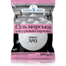 Упаковка Сіль морська харчова Salute di Mare дрібна 6х600 г (УП4820106490064): Вага нетто 3600 г