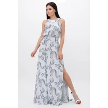 Сарафан FashionUp SRF-1814D-48 48 голубой повседневный длинный макси: Состав Полиэстер, Шелк, Эластан