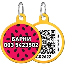 Адресник WAUDOG Smart ID с QR-паспортом, рисунок "Арбуз", круг, 25 мм, золото (0625-0049-17-gr): Производитель WAUDOG