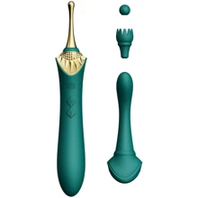 Вагинально-клиторальный вибратор Zalo - Bess Turquoise Green многофункциональный с насадками: Для кого Для женщин