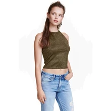 Топ H&M 4209374 S золотой: Состав Вискоза, Металлизированное волокно, Полиэстер