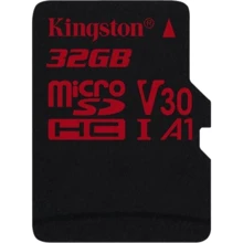 Карта памяти Kingston 32GB microSDHC Class 10 UHS-I U3 V30 A1 (SDCR/32GBSP): Тип карты microSDHC