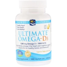 Nordic Naturals Ultimate Omega-D3 Lemon 1000 mg Риб'ячий жир омега-Д3 зі смаком лимона 60 гелевих капсул: Тип Омега 3
