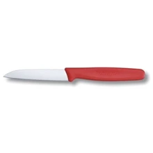 Кухонный нож Victorinox с красной ручкой 8см (5.0401): Лезвие нержавеющая сталь