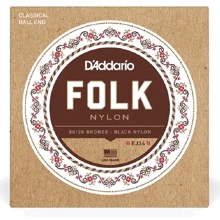 Струна для гитар Комплект струн D'addario EJ34 Folk Nylon 80/20 Bronze Ball End Black Treble: Тип Комплект струн