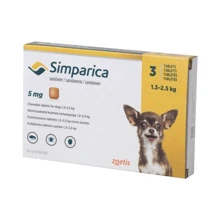 Жевательная таблетка Simparica от блох и клещей для собак 1.3-2.5 кг , цена за 1 табл., продажа блистером 3 табл: Тип Таблетки