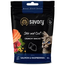 Хрусткі ласощі Savory для здоров'я шкіри та вовни, лосось та малина 50 г (4820232631386): Вид Снеки