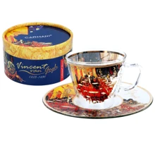 Чашка стеклянная Carmani с блюдцем Ван Гог Ночная терраса кафе 80 ml (841-6309): Производитель Carmani