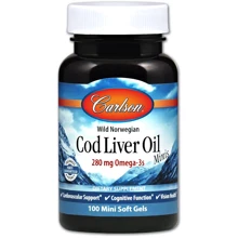 Carlson Labs Cod Liver Oil Minis 100 Soft Gels Масло печінки тріски: Тип Омега 3