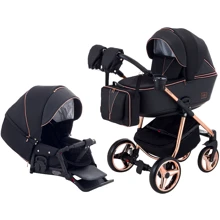 Универсальная коляска 2 в 1 Adamex Sierra Polar (Pink Gold) SR408 черный - черный кожа (перфорация): Тип коляски универсальная коляска (2-в-1)