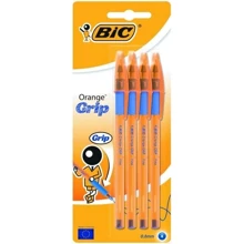 Набор шариковых ручек 4 шт BIC Orange Grip Синий 0.36 мм Оранжево-прозрачный корпус (3086123009042): Тип Шариковые
