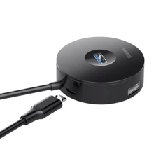 Адаптер Baseus Adapter Round Box USB to USB3.0+3xUSB2.0 Black (CAHUB-U01): Колір черный