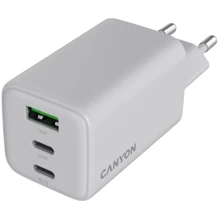 Зарядное устройство Canyon Wall Charger USB+2xUSB-C CU65ACC GaN 65W White (CNS-CUW65ACC): Особенности USB-C, Быстрая зарядка, Power Delivery (PD)