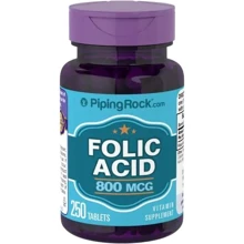 Piping Rock Folic Acid 800 mcg 250 Tabs Фолиевая кислота: Тип Витамин B
