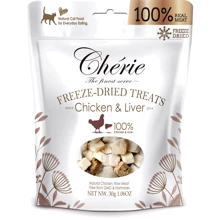 Лакомство Cherie Freeze Dired for Cat Chicren and Liver для кошек из курицы и куриной печени сублимированные 30 г (602801): Вид Снеки