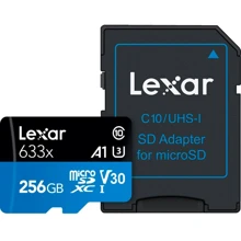 Карта памяти Lexar 256GB microSDXC Class 10 UHS-I U3 V30 A1 High Performance 633x + adapter (LSDMI256BB633A): Тип карты MicroSDXC