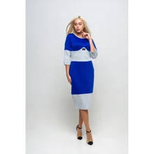 Платье FLFashion Тюльпан КПТ 1393 50 синее повседневное удлиненное миди: Состав Эластан, Полиэстер, Вискоза