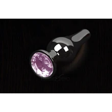 Пикантные Штучки, Маленькая графитовая анальная пробка с кристаллом - 8.5x3 см, розовый: Для кого Унисекс