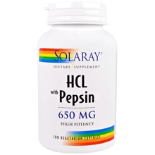 Solaray, HCL with Pepsin, 650 mg, 100 Vegetarian Capsules (SOR-04814): Тип Бетаина гидрохлорид