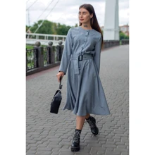 Сукня FLFashion Плутос ХПП 3214 50 сіре повсякденне подовжене міді: Склад льон