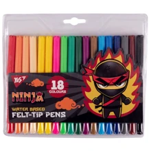Фломастеры YES Ninja 18 цветов (650532): Тип На водной основе
