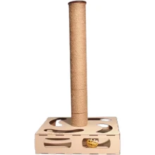 Когтеточка для котов Lucky Pet с шариком 31x31x57 см кремовая (4820224213866): Высота столбика 57 см