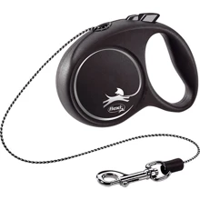 Поводок-рулетка Flexi Black Design ХS до 8 кг 3 м чорний (4000498033203): Тип шнура трос