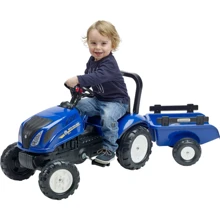 Детский трактор на педалях с прицепом Falk NEW HOLLAND синий (3080AB): Вид трактор