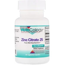 Nutricology Zinc Citrate 25 60 Veg Caps Цинк Цитрат: Тип Цинк