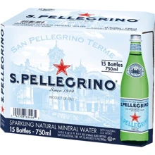 Упаковка воды минеральной S.Pellegrino газированной 15х0.75 л стекло (8002270000188_15): Объем, л 11.25