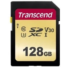Карта памяти Transcend 128GB SDXC Class 10 UHS-I U3 V30 (TS128GSDC500S): Тип карты SDXC