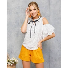 Блуза ISSA PLUS SA-237 42 белая с коротким рукавом: Сезон Лето