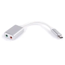 Адаптер Vinga Adapter USB-C to Mini-jack 3.5 0.15m (USBCM3.5ST-01): Колір білий