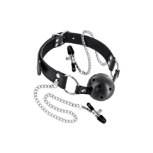 Воздухопроницаемый кляп с зажимами для сосков Fetish Tentation Rigid Gag Ball with Nipple Clamps: Производитель Fetish Tentation