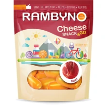 Cыр плавленный копченый Rambyno Snack с ветчиной 75 г (WT1945): Вес нетто 75 г